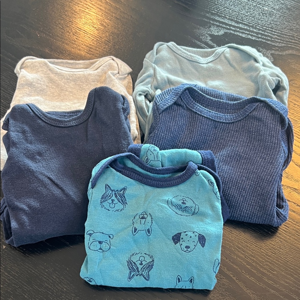 Carter's Blue and Teal Baby Long Sleeve Onesie Set
